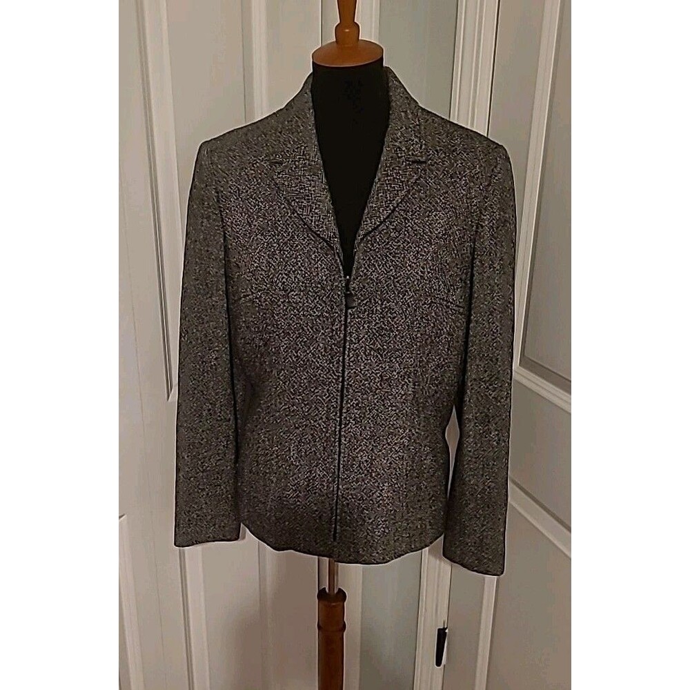 Kasper & Company ASL Grey & Black Spotted Wool Jacket Size 14